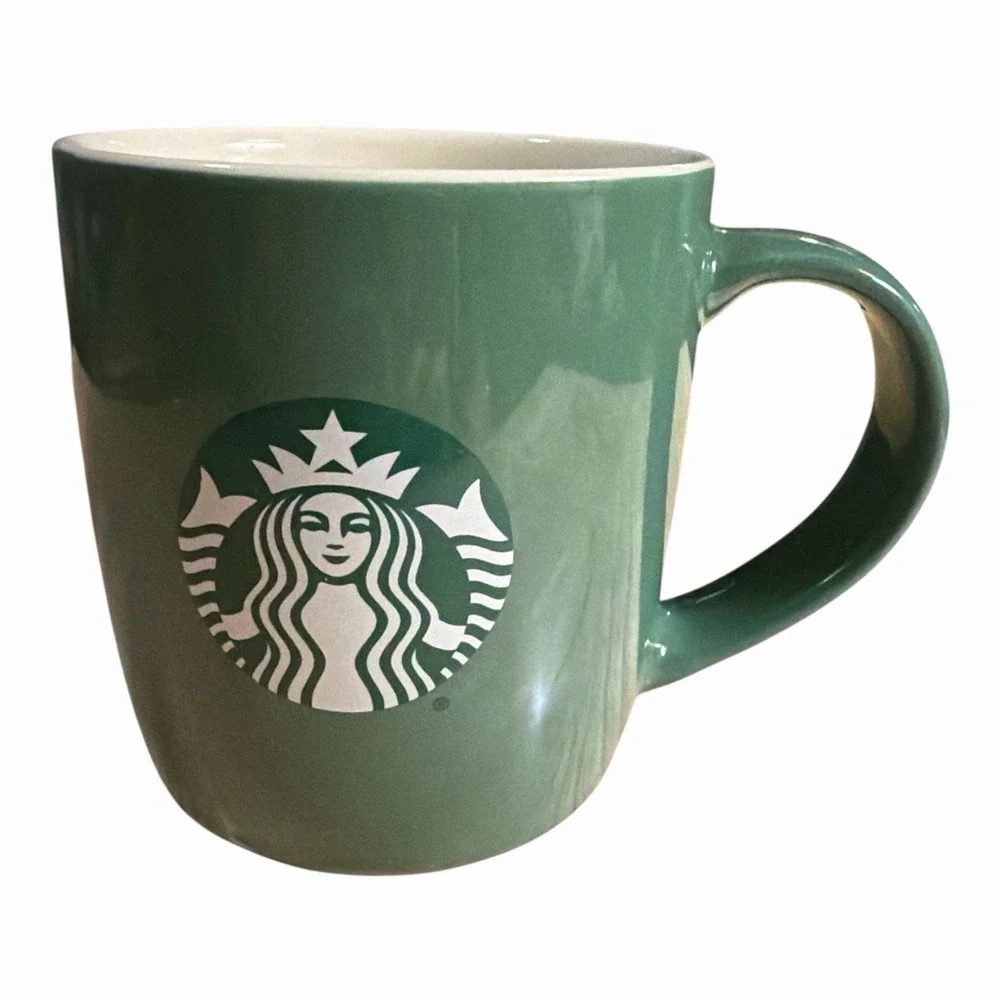Starbucks Green Siren Logo Coffee Mug 11 oz Ceramic White Interior 2021